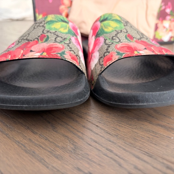Gucci Bloom Floral Canvas Slide Sandals Designer Summer Slides - Picture 3 of 4